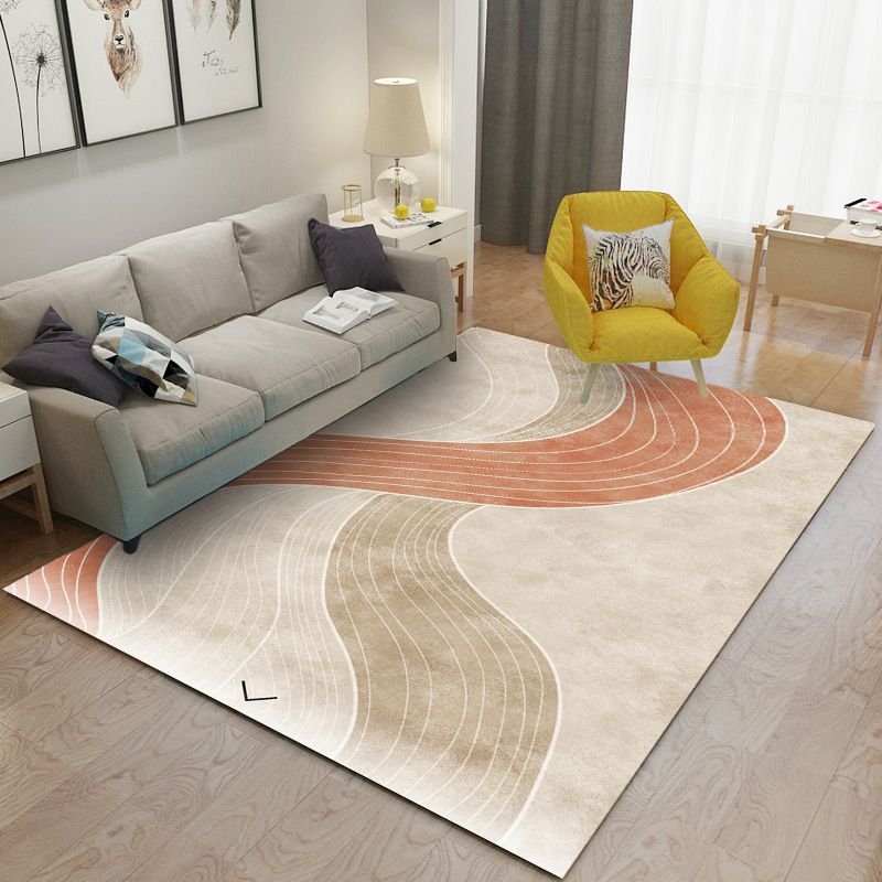 Leisure Carpet Modern Abstract Print Carpet Washable Polyester Rug with Non-Slip Backing