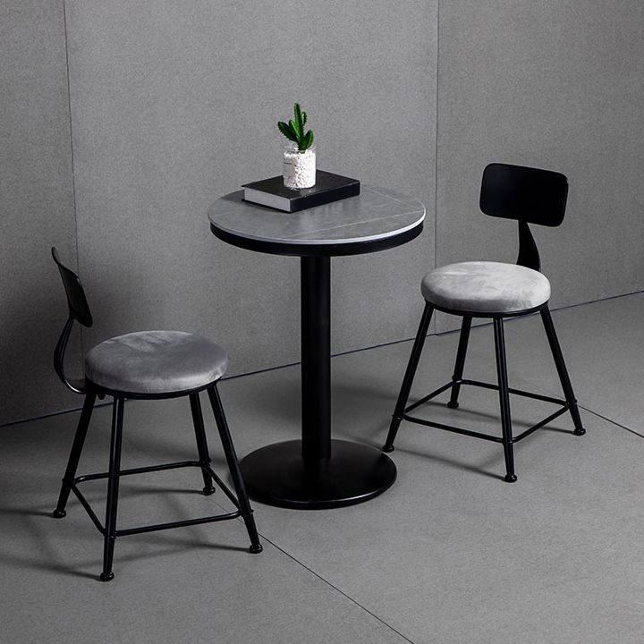 Industrial Gray Velvet Stools Metal Indoor Counter & Bar Stools