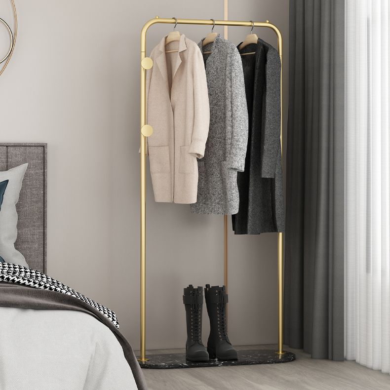 Modern Coat Rack 2 Hooks Solid Color Metal Hall Tree with Marble Bottom