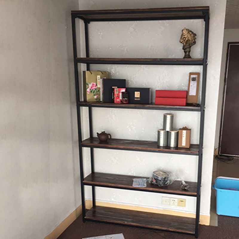Contemporary Metal and Wood Book Shelf Open Home Shelf Bookcase with Shelves