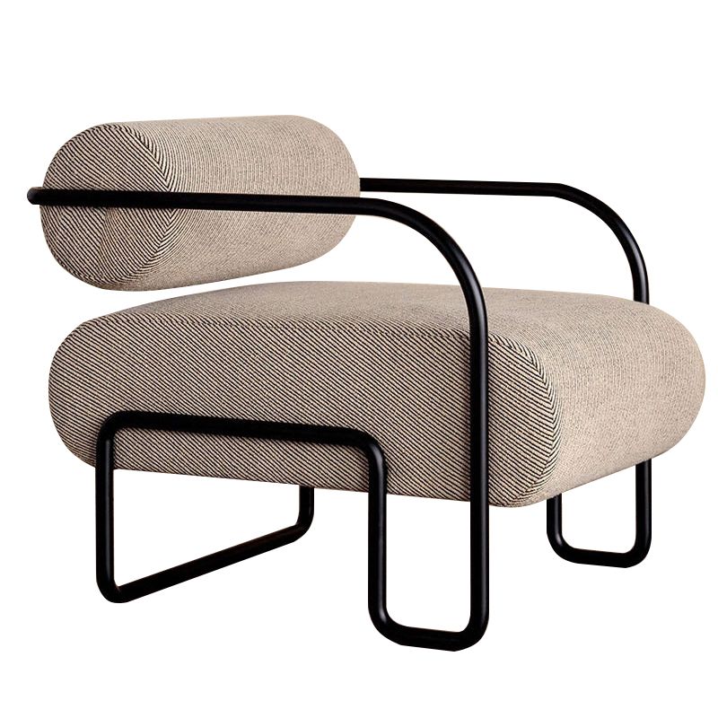 Industrial Style 26"Wide Fixed Back Metal Base Sponge Arm Chair