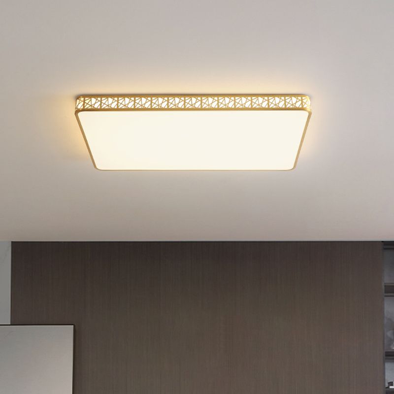 Brass Geometric Shaped Ceiling Light Minimalist Acrylic LED Flushmount with Nest Design