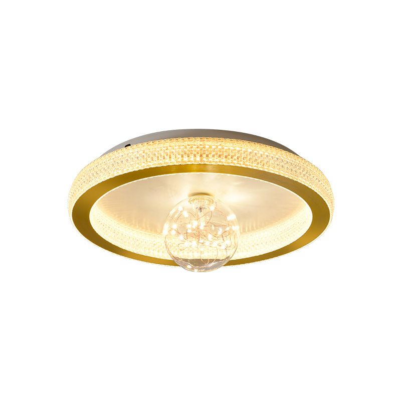 Gouden ronde inbouwlamp, moderne LED-plafondlamp van acryl met bolglazen kap