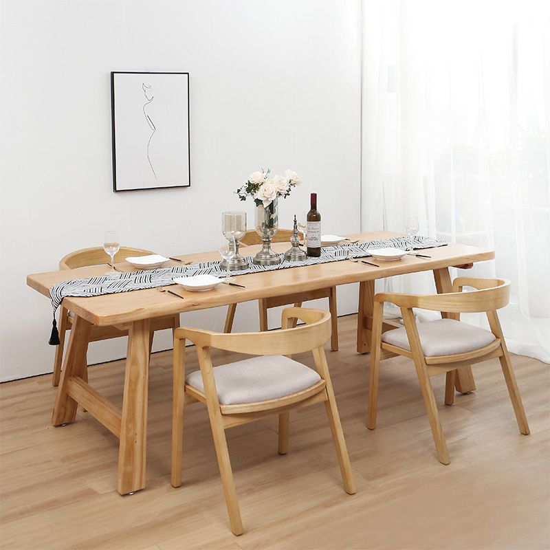 Contemporary Solid Wood Furniture 1/2/5/7 Pcs Dining Room Table Set in Natural