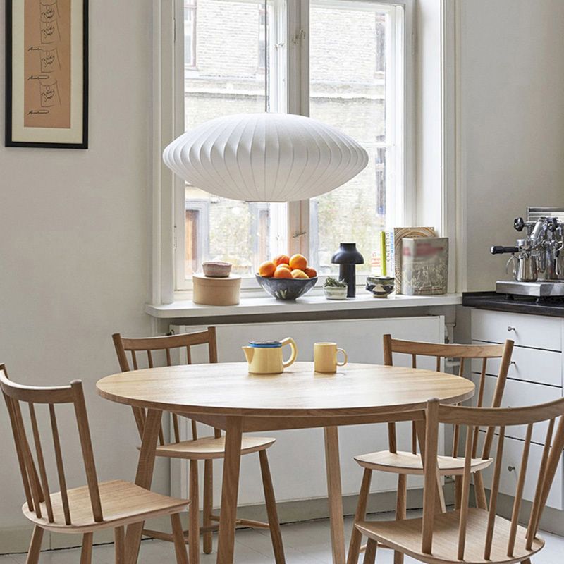 Kit d'éclairage ovale à la soie de soie et de lumière du plafond nordique blanc pour salle à manger