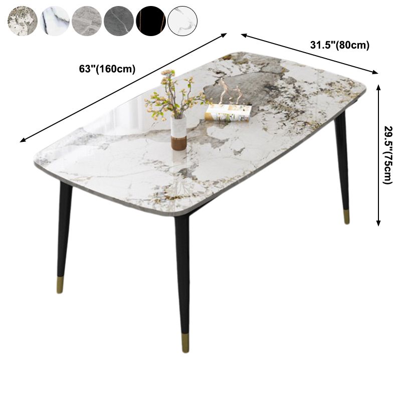 Traditionelle Luxus -Rechteck -Essstelle Tisch Stein Esszimmer Hausmöbel für Zuhause