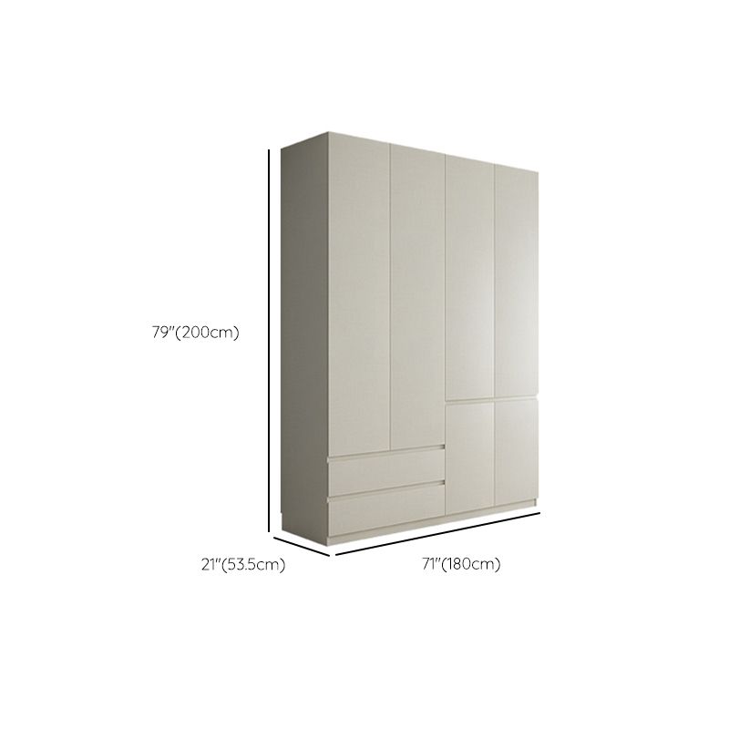 Wood Wardrobe Cabinet with Shelves Hinged Wardrobe Armoire for Home