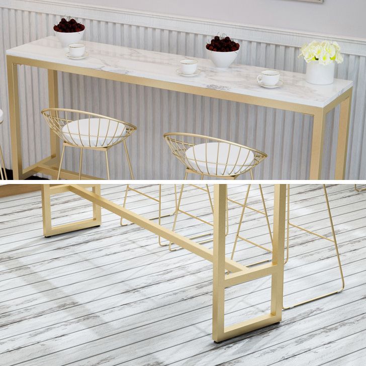 Glam Style Rectangle Bar Table White Trestle Base Bar Dining Table
