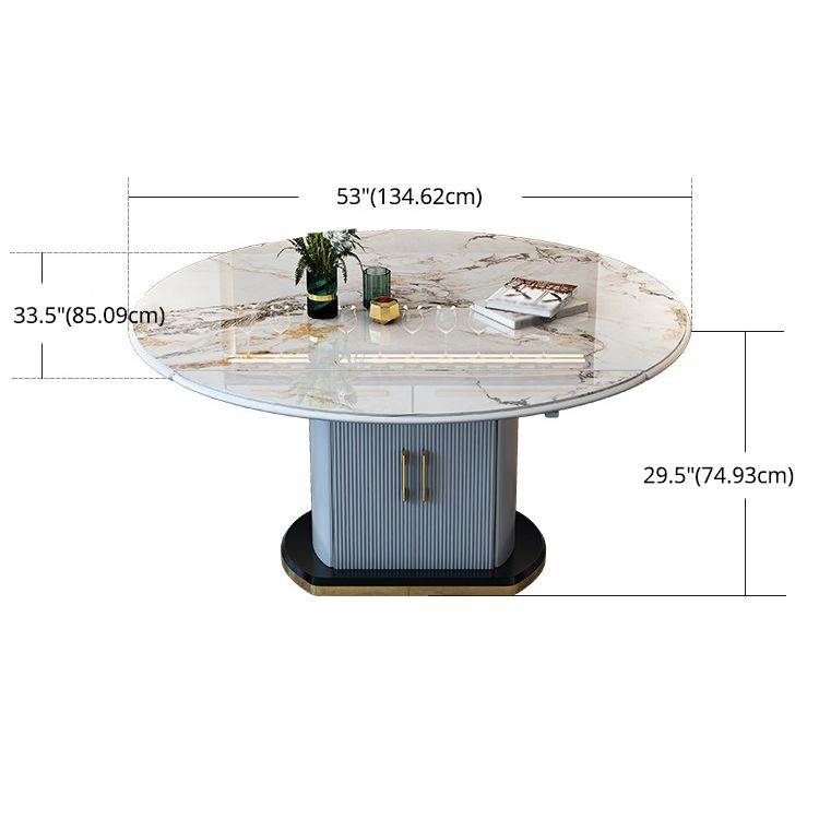 Modern Sintered Stone Dining Room Set with Round Table Space-Saving Design Dining Table Furniture
