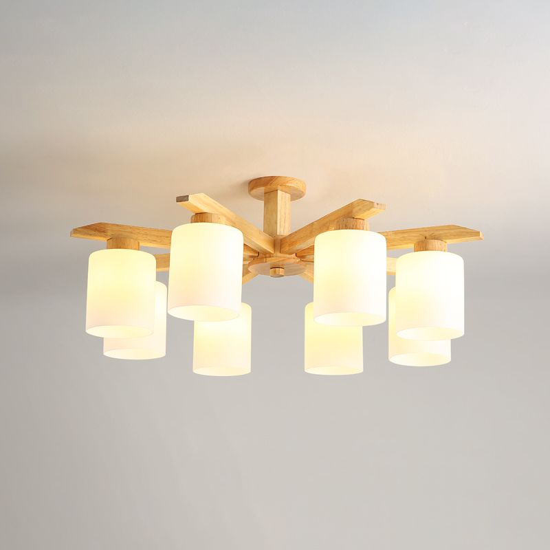 Moderne Flush -Leuchten Holzzylinder Flush Mount Lampe in Braun für Wohnzimmer