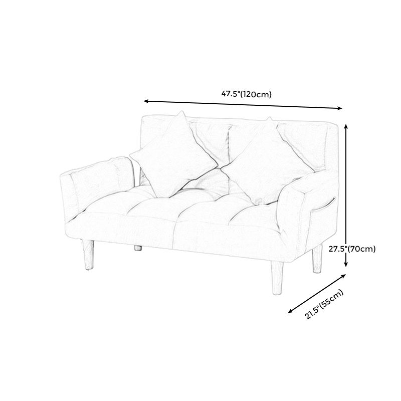 Contemporary Convertible Sofa Couch Square Arm Biscuit Back Couch Bed