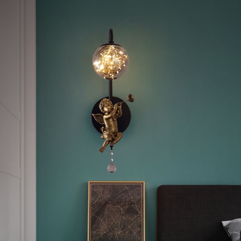 Lámpara esférica liviana nórdica estilo creativo de vidrio 1 apliques de luz con modelo de ángulo