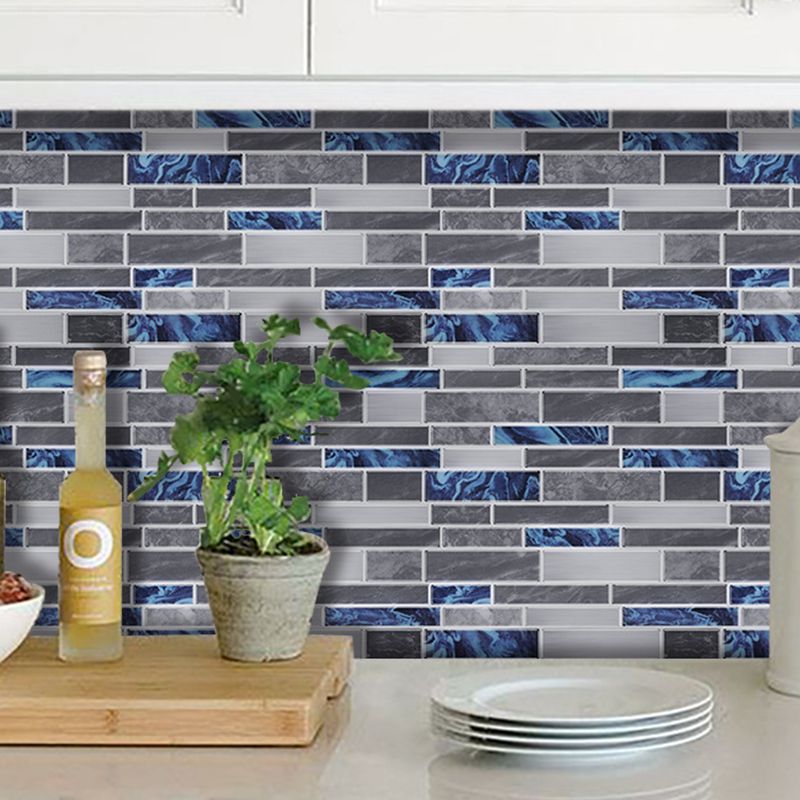 Mosaics Tile Peel Wallpaper Panels Rustic Beautiful Marble Brick Wall Decor in Grey, 12' x 12"