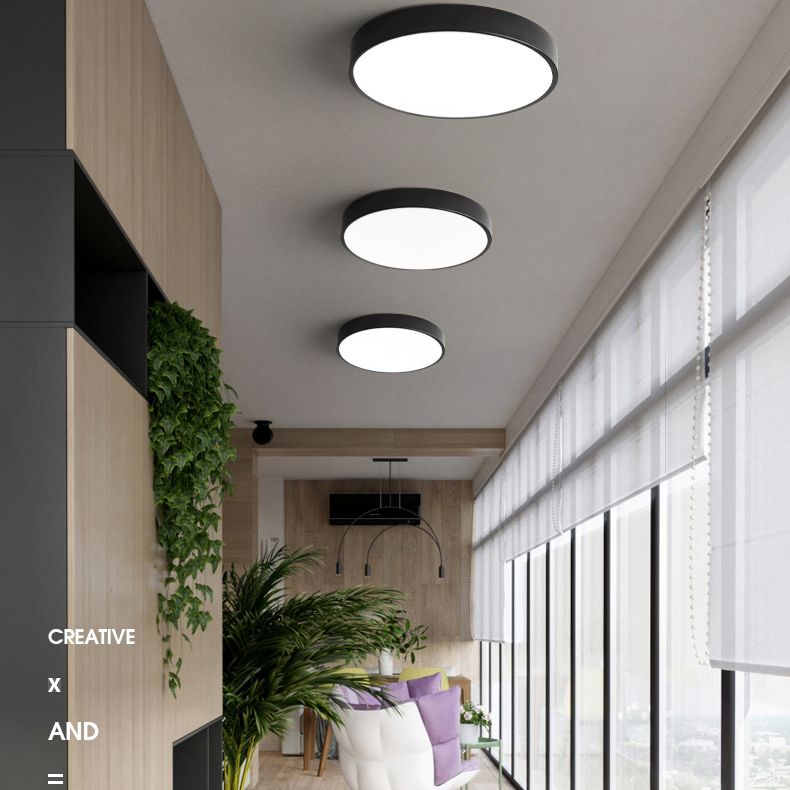 Simplicity Style Acrylic Lampshade LED Flush Mount Light Round Metal Border Ceiling Light for Hallway Balcony