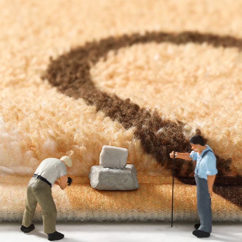 Green Modern Rug Polyester Irregular Line Rug Washable Rug for Drawing Room