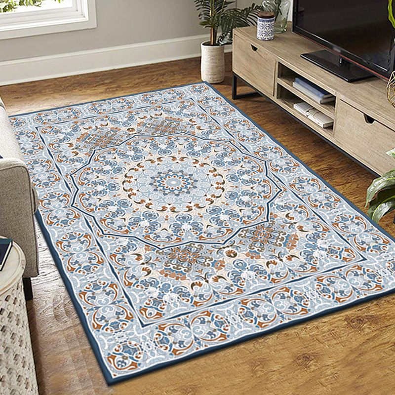 Dark Red Victorian Rug Polyester Graphic Rug Non-Slip Backing Rug for Living Room