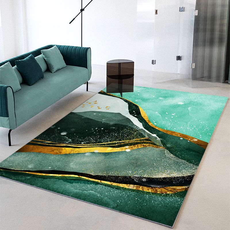 Minimalist Abstract Print Carpet Non-Slip Backing Area Rug Polyster Rug for Living Room