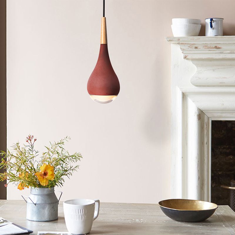 Moderna lágrima de lágrima Cemento de luz colgante 1 Lámpara colgante de luz para restaurante