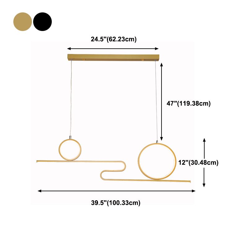 Luces de la isla de forma lineal Luces de estilo contemporáneo 3 accesorios de iluminación colgante de luz