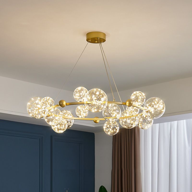 Modern Glass Chandelier Lighting Fixture Gold Chandelier Pendant Light for Restaurant