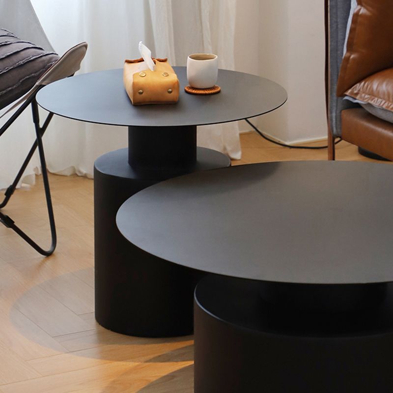 Pedestal Metal Coffee Table Contemporary Cocktail Table in Black/White