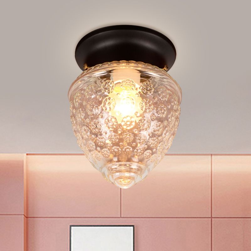 Acorn Shape Flush Mount Modernist Clear Glass 1 Light White/Black Flush Mount Light Fixture