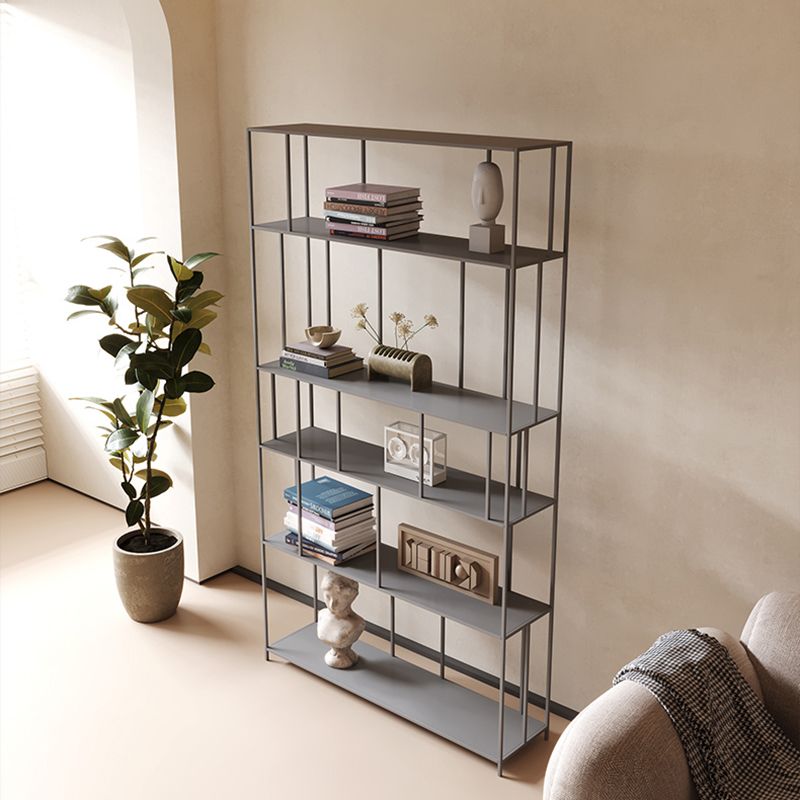 Modern Style Open Back Bookshelf Vertical Metal Bookcase with Shelves