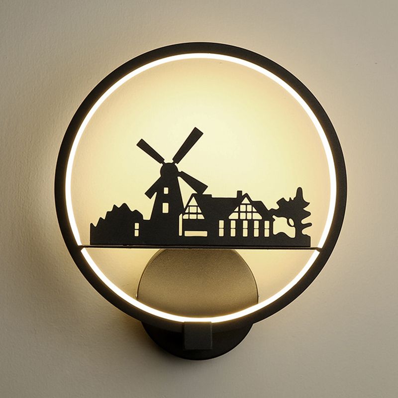 Nordic Style Metal Wall Light Round 10" Wide Wall Sconce for Living Room