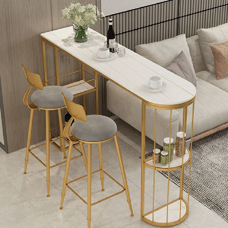 Glam Style Fixed Bar Table 1/2/3 Pieces Stone Counter Table for Dining Room