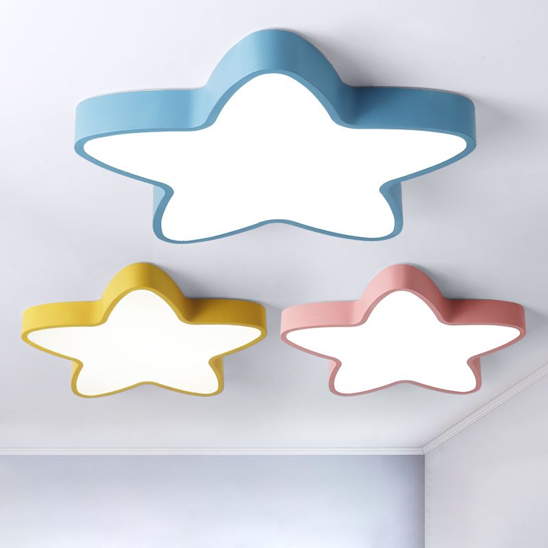 Plafonnier LED en forme d'étoile Macaron nordique en fer forgé pour chambre d'enfant