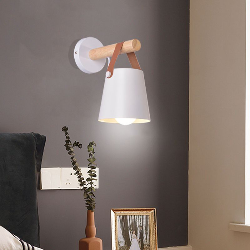 Modernist Wall Sconce Tapered Sconce Light with Metal and Wood for Bedroom