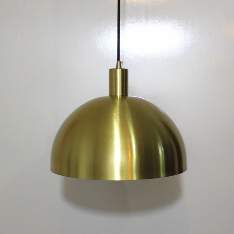 Postmoderne 1-Bulb Suspension Lamp Brass Koepel Paarlamp met metalen schaduw