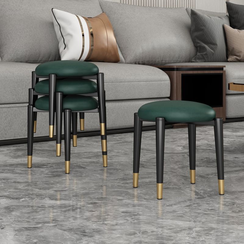 Contemporary Round Water Resistant Ottoman Faux Leather Upholstered Standard