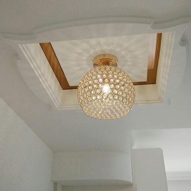 Lámpara de techo moderna de 1 luz con montaje empotrado de cúpula de cristal para pasillo