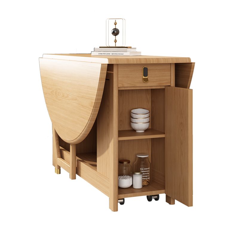 Table à manger pliable en bois d'hévéa, table ronde moderne et médiévale avec base sur tréteau de rangement