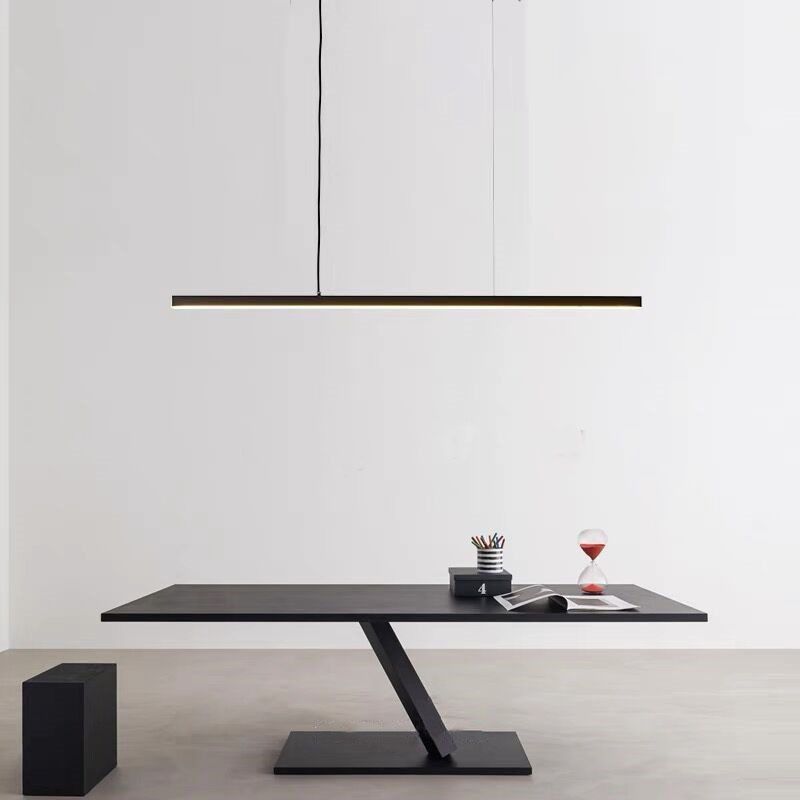 Contemporary Linear LED Hanging Pendant Lights in Black for Dining Room
