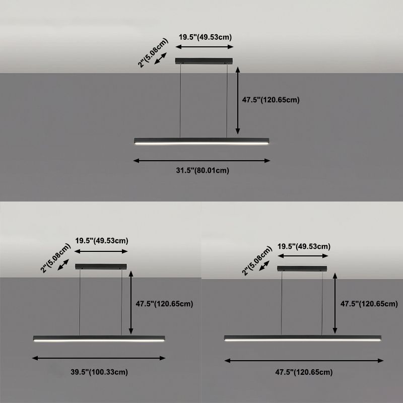 Simplicité Contemporary Island Light Acrylique Long Strip Prowing Lampe pour salle à manger