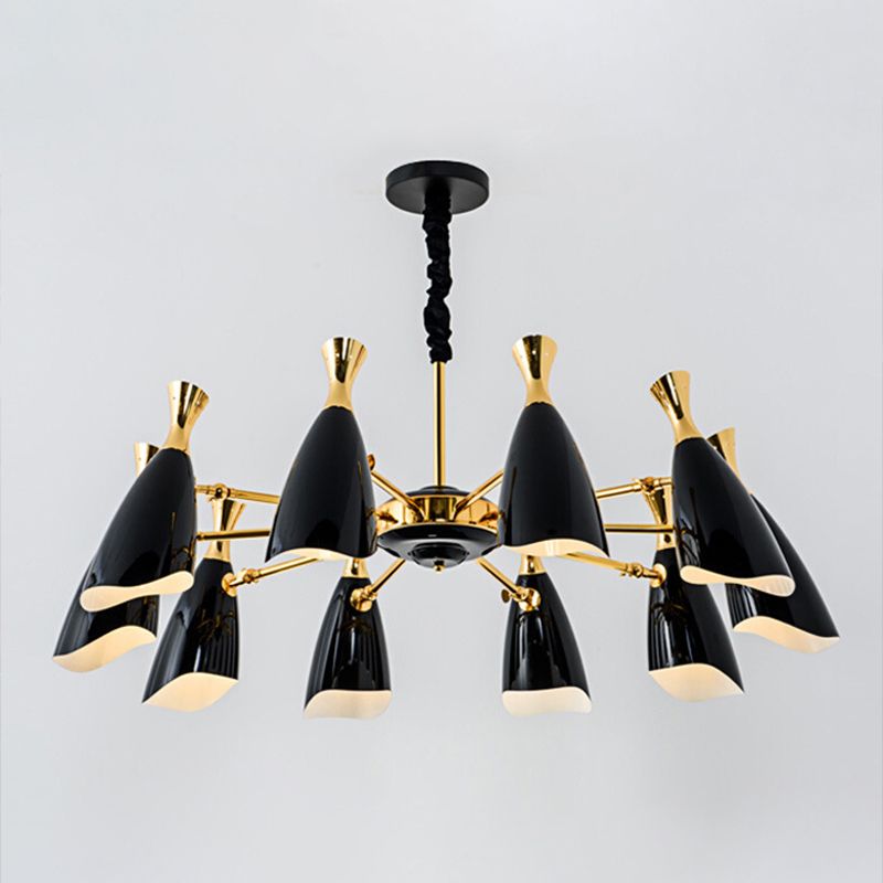 Metal Shaded Chandelier Light Fixture Modern Style Pendant Light Fixture in Black