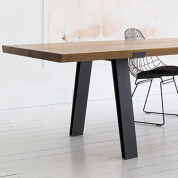 Industrial Pine Wood Table for Restaurant Rectangle Dining Table with Metal 4 Legs