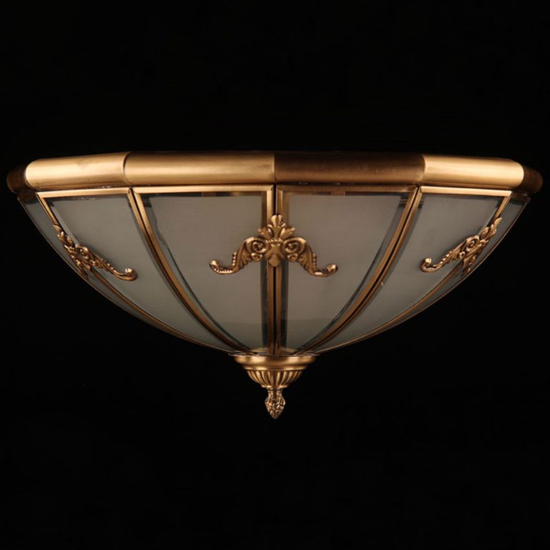 Flush Mount Ceiling Light Vintage Style Shaded Glass Flush Ceiling Light in Brass