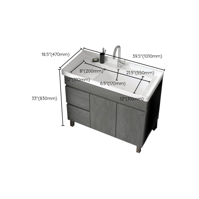 Ceramic Bathroom Vanity Cabinet Modern 32.6" H Bathroom Vanity Set for Balcony