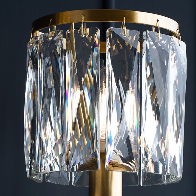 Multi -Lichter Wandleuchten moderner Stil Halbzylinderform Kristallwandhalterung in Messing