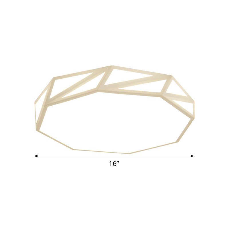 Moderne facettierte Trommel Deckenflush Holz Schlafzimmer LED Unterputz Befestigung in Weiß/3 Farblicht mit Acryldiffusor, 16"/19.5" W