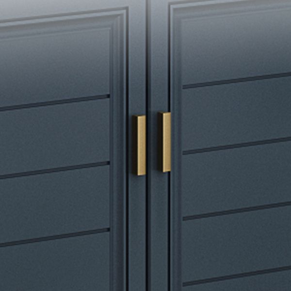 Blue Bath Vanity Single Sink Freestanding Metal Frame Mirror Vanity with Soft Close Doors