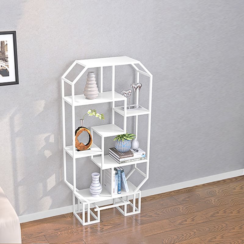 Industrial Open Back Bookshelf Etagere Metal Bookcase with Shelves