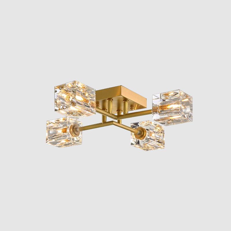 Crystal Sputnik Semi Flush Mount Lighting Simple Style Semi Flush Ceiling Light Fixture