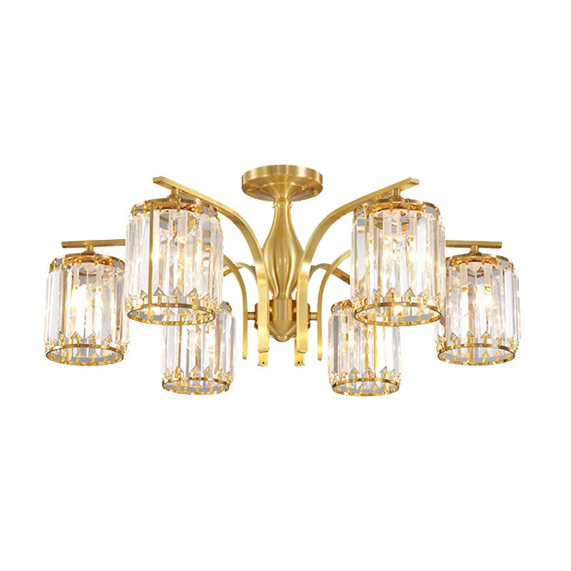 Modern Minimalist Ceiling Lamp Crystal Shade Flush Mount Light Fixture for Bedroom