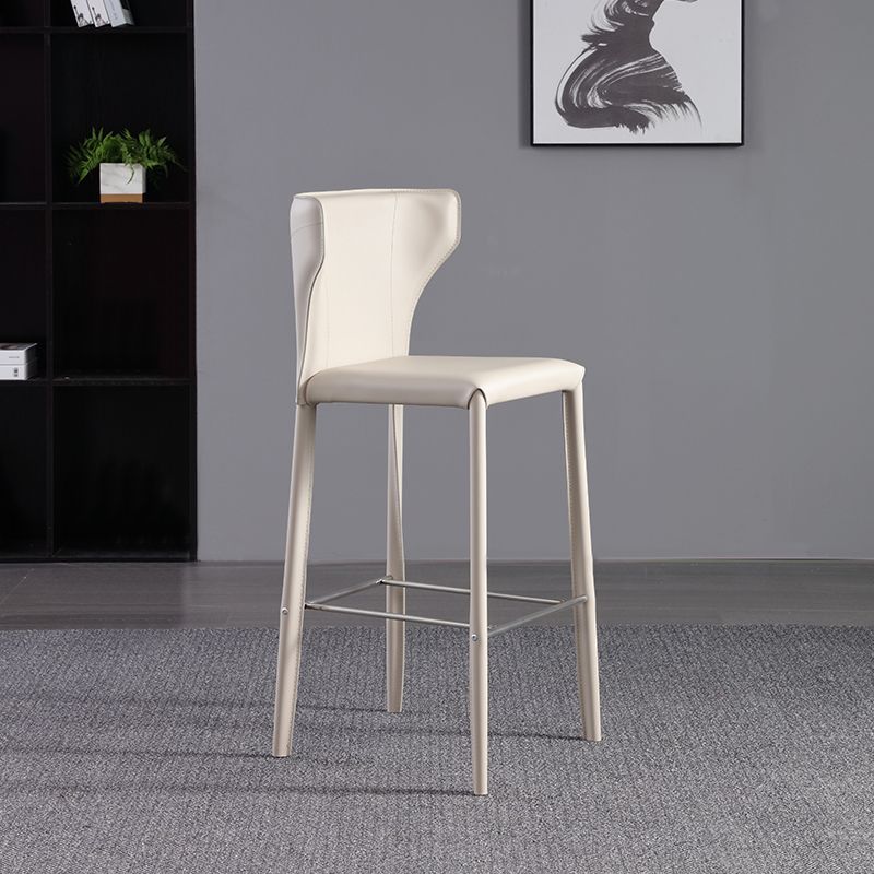 Faux Leather Bar and Counter Stool Nordic Style Patio Stool with Backrest