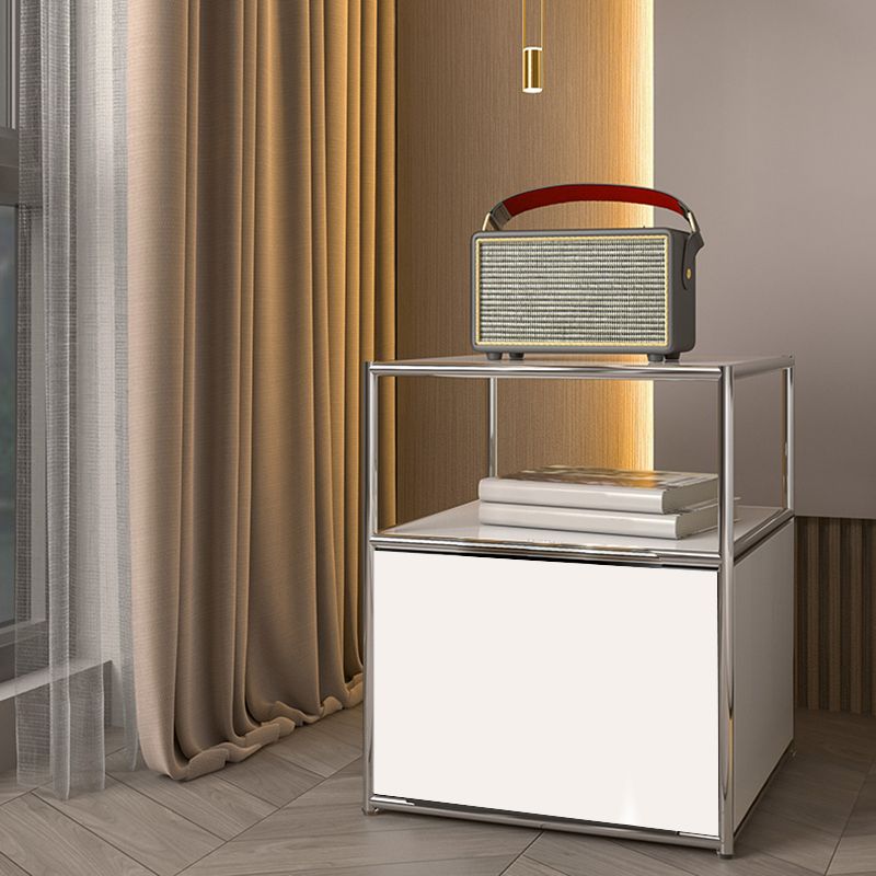 19.7" Tall Stainless Steel Side Table Rectangular End Table with Storage