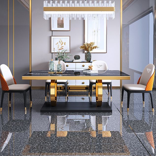 Traditional Luxury Rectangle Dining Table Stainless Steel Table for Dining Room
